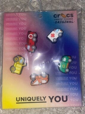 CROCS Jibbitz Charms Vehicle Set - Red, White, Yellow, Orange, Green